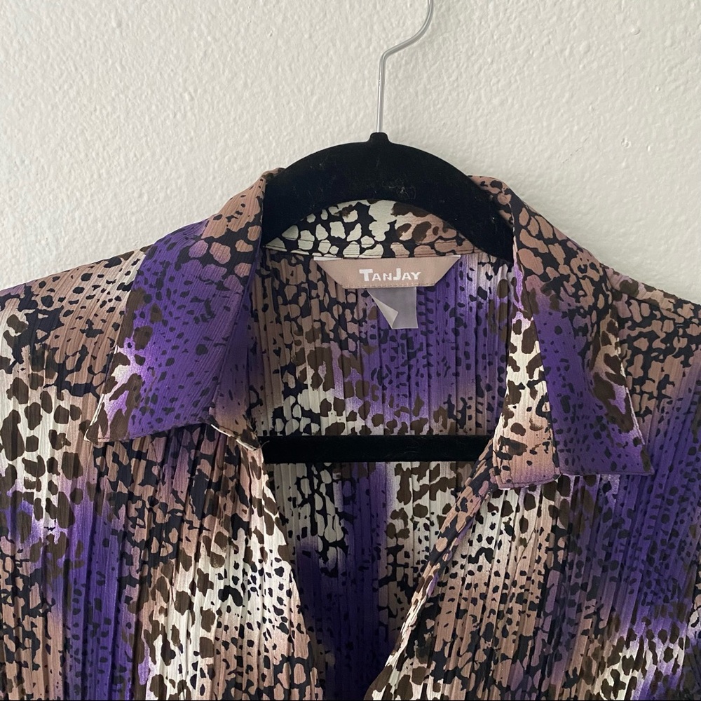 Tanjay Sheer V-Neck Collared Button Down Blouse T… - image 5